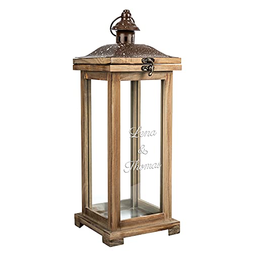 Geschenke 24 Landhaus Laterne personalisiert mit Wunschtext Holz (Frontseite): Deko Laterne Groß mit liebevollen Worten - Windlicht, Gartendeko, Herzgeschenke für von Geschenke 24