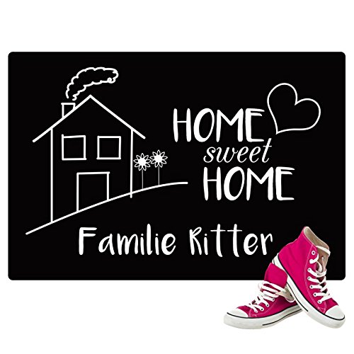 Geschenke 24 Personalisierte Fußmatte mit Namen Bedruckt - Home Sweet Home mit Familienname - Persönliches Geschenk für Paare zum Einzug oder Geburtstag, Partner Geschenke von Geschenke 24