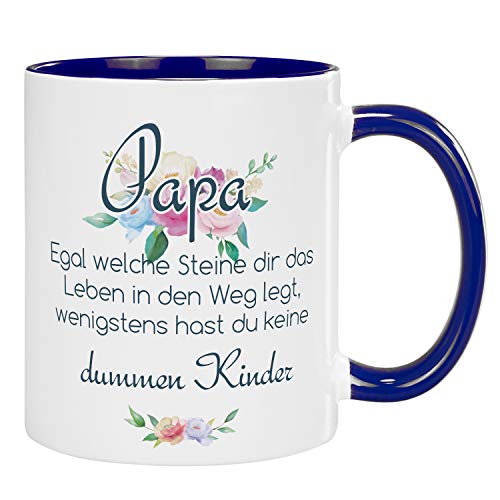 Geschenke 24 Tasse Keine Dummen Kinder für Papa personalisiert in Blau - Geschenk zum Geburtstag, Vatertag von Geschenke 24