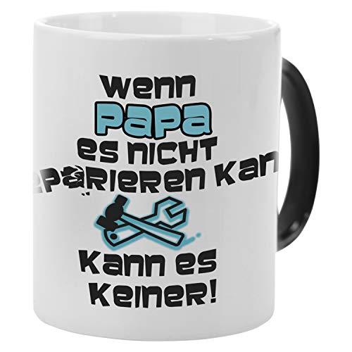 Geschenke 24 Tasse - Wenn Papa es nicht reparieren kann: bedruckter Kaffeebecher mit Farbwechsel als Geschenkidee zum Vatertag oder Geburtstag - Kaffeetasse personalisiert, Geschenk für Papa von Geschenke 24