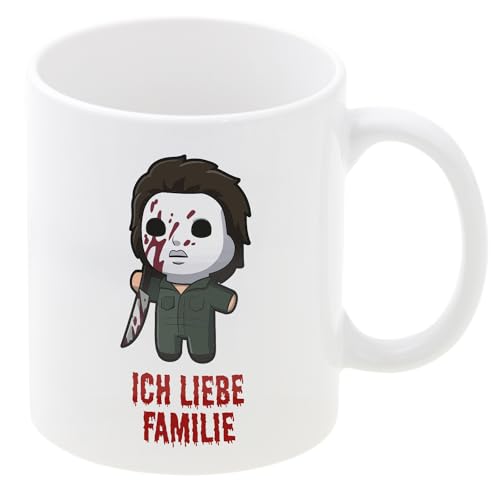 Halloween Becher mit Personalisierung I Familie I 330ml I personalisierte Tasse mit Wunschname I Mitbringsel oder Deko für die Party I Kaffeebecher, Teetasse für Horrorfilm Fan und Büro von Geschenke 24