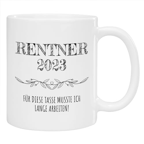 Tasse zum Ruhestand - Für diese Tasse musste ich lange arbeiten | personalisiert mit Wunschjahr | Geschenkidee zur Pensionierung | Rente | Abschiedsgeschenk Kollege | Kaffebecher von Geschenke 24