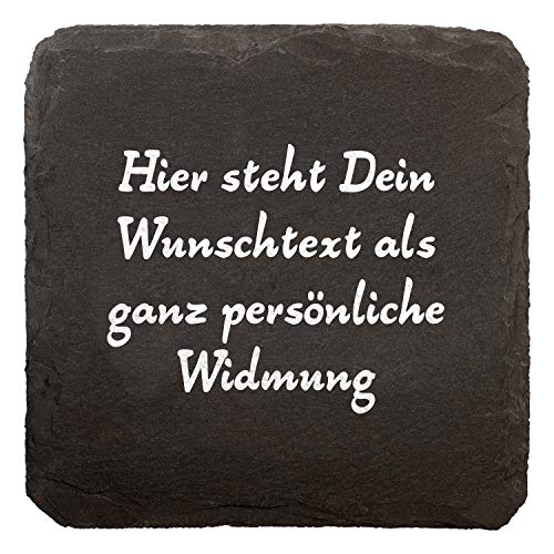 Geschenke 24 Untersetzer aus Schiefer mit Wunschtext (weiße Schrift, modern): Schieferuntersetzer für Gläser mit Personalisierung, Design Glasuntersetzer mit Gravur 100% Naturschiefer von Geschenke 24