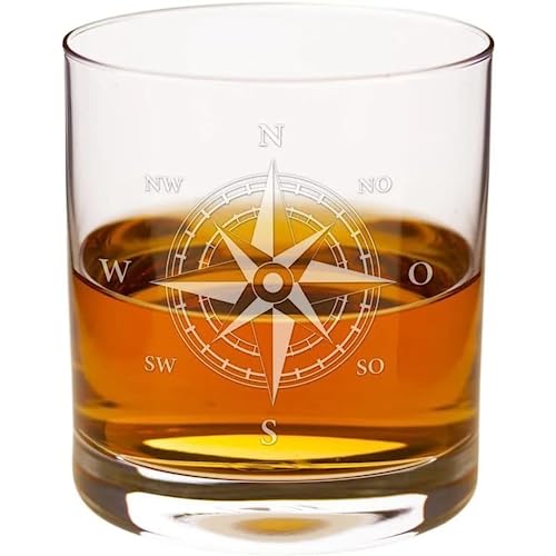 Personalisiertes Whiskyglas mit Gravur | Spülmaschinenfest Graviert | 310ml Tumbler | Kompass Silber | Whiskey Geschenke für Männer | Whisky Zubehör | Originelle Geschenkidee zu Weihnachten von Geschenke 24