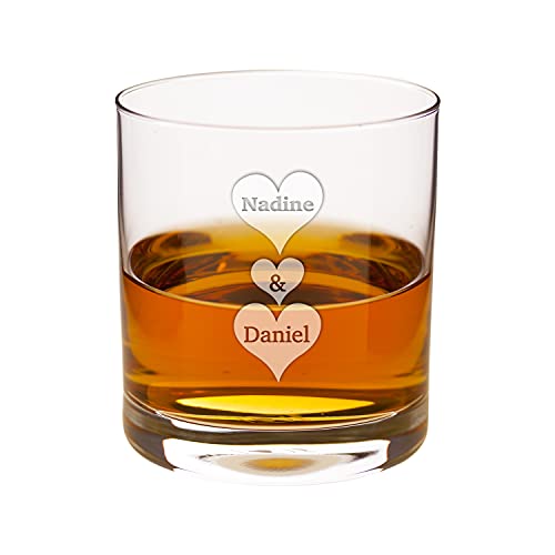 Personalisiertes Whiskyglas mit Gravur | Spülmaschinenfest Graviert | 310ml Tumbler | Hochzeit - Herzen | Whiskey Geschenke für Männer | Whisky Zubehör | Originelle Geschenkidee zu Weihnachten von Geschenke 24