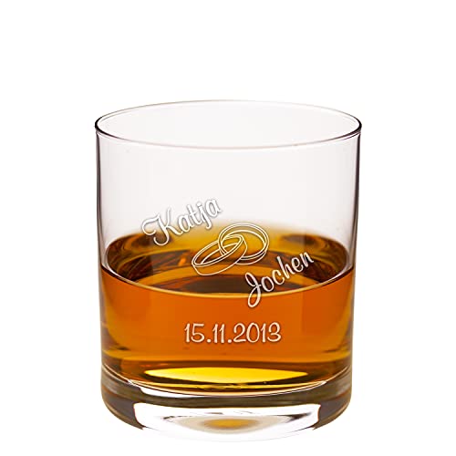 Personalisiertes Whiskyglas mit Gravur | Spülmaschinenfest Graviert | 310ml Tumbler | Hochzeit - Ringe | Whiskey Geschenke für Männer | Whisky Zubehör | Originelle Geschenkidee zu Weihnachten von Geschenke 24