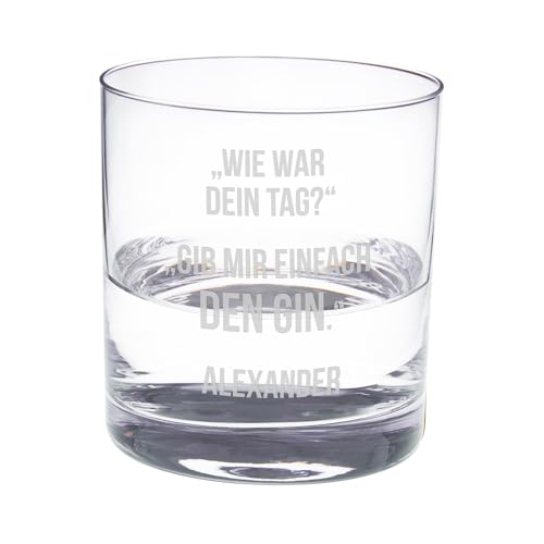 Gin & Tonic Glas mit Gravur | Ginglas mit Personalisierung | Spülmaschinenfest graviert | Geschenke für Gin Liebhaber zum Geburtstag und Weihnachten für Männer und Frauen | Dein Tag mit Name | 310ml von Geschenke 24