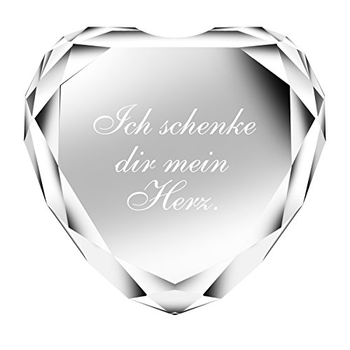 Herz-Diamant (Weiß) mit Gravur Wunschtext - personalisiertes Liebesgeschenk für sie & ihn – Romantisches graviertes Geschenk von Geschenke 24