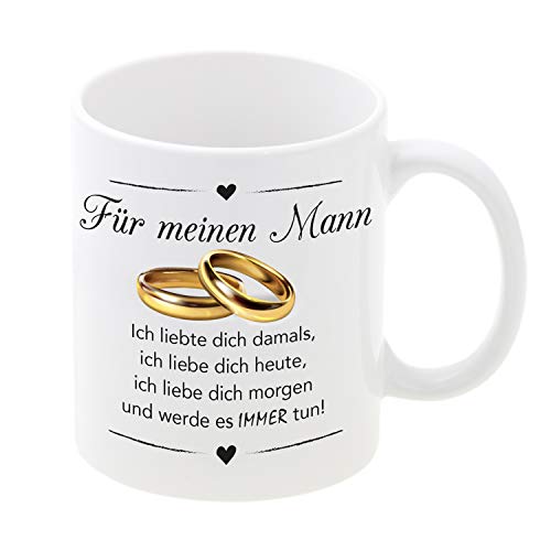 Ich liebte dich damals - Kaffeetasse bedruckt als Geschenkidee für Männer zum Hochzeitstag - individueller Keramikbecher mit romantischem Spruch (Keramik, Mann) von Geschenke 24