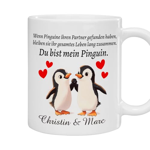 Kaffeebecher personalisiert | Valentinstagsgeschenk für ihn Tasse mit Spruch | Romantische Kaffeetasse für sie | Jahrestag Geschenk für Männer und Frauen | 330ml Teetasse | Du bist mein Pinguin Kaffeebecher personalisiert | Valentinstagsgeschenk für ihn Tasse mit Spruch | Romantische Kaffeetasse für sie | Jahrestag Geschenk für Männer und Frauen | 330ml Teetasse | Du bist mein Pinguin von Geschenke 24