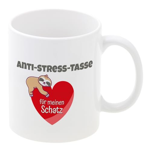 Kaffeetasse mit romantischem Faultier Motiv und doppelseitigem Druck | Anti-Stress-Tasse | 330ml spülmaschinenfestes Keramik | Geschenkidee Valentinstag | Faultier Tasse mit Spruch | Partner Geschenk von Geschenke 24