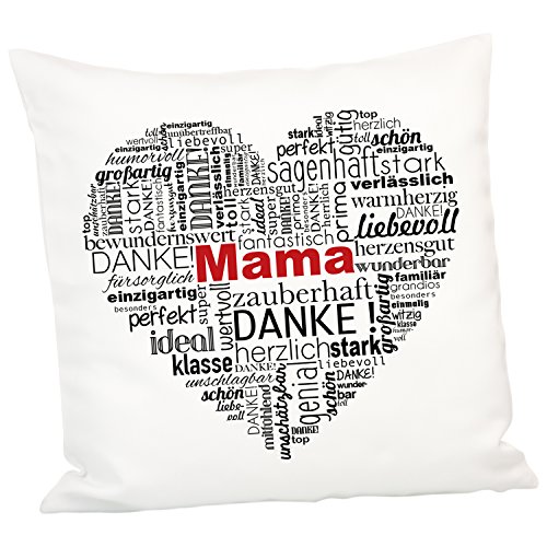 Geschenke 24 Kissen - Herz aus Worten für Mütter (ohne Personalisierung): Dekokissen 40x40 cm zum Muttertag, zum Geburtstag oder zu Weihnachten für Mama – optional personalisiert mit Name von Geschenke 24