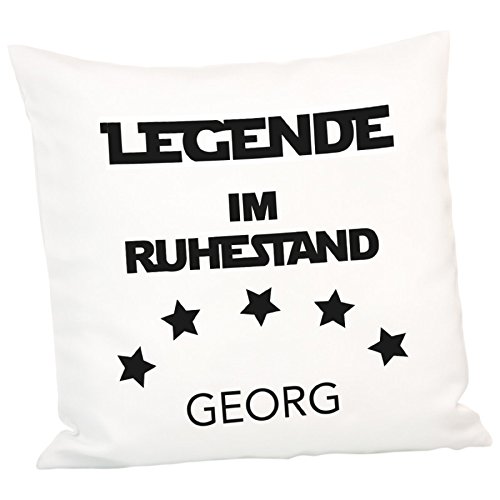 Geschenke 24 Kissen - Legende im Ruhestand schwarz weiß: mit Spruch und individueller Personalisierung, Deko Kissen, Ruhestand Deko - Ruhestand Geschenke für Männer, Hochzeitstagsgeschenk von Geschenke 24