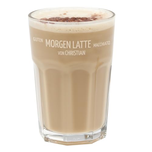 Latte Macchiato Glas mit Gravur | Guten Morgen Latte von | Lustiges Cappuccino Glas mit Personalisierung | Geschenk für Kaffeeliebhaber Freund Kollege | 360ml Latte Macchiato Glas mit Gravur | Guten Morgen Latte von | Lustiges Cappuccino Glas mit Personalisierung | Geschenk für Kaffeeliebhaber Freund Kollege | 360ml von Geschenke 24