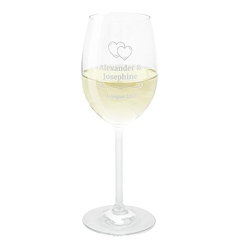 Leonardo Weinglas mit Gravur I Personalisierte Weingläser für Weißwein I 370ml I Spülmaschinenfest I Hochzeit - Herzen I Geschenke für Frauen von Geschenke 24