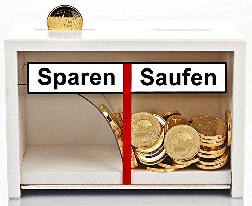 Witzige Spardose für Erwachsene | Sparen/Saufen | Weiß | Geld rutscht Immer zum Bier | Bierkasse | Sparschwein lustig | Sparbüchse | Biergeschenke | Geschenke für Männer zum Geburtstag von Geschenke 24