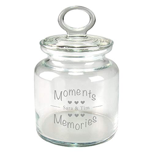 Geschenke 24 Geschenk-Glas Moments & Memories - graviertes Glas für Briefchen und Erinnerungen in a Jar, personalisiert und individuell, mit Name, zum Valentinstag für Paare von Geschenke 24