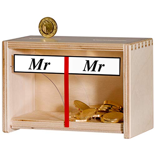 Spardose zur Hochzeit | Mr und Mr | Braun | Lustiges Sparschwein für das Ehepaar I Originelles Geldgeschenk Hochzeitsgeschenk für das Brautpaar | Hochzeitskasse schwules Paar von Geschenke 24