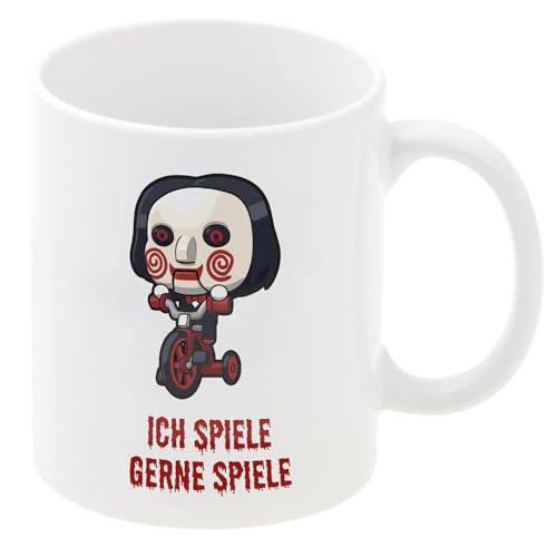 Halloween Becher mit Personalisierung I Spiele I 330ml I personalisierte Tasse mit Wunschname I Mitbringsel oder Deko für die Party I Kaffeebecher, Teetasse für Horrorfilm Fan und Büro von Geschenke 24