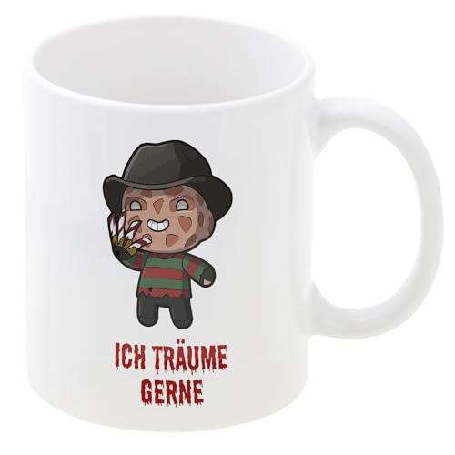 Halloween Becher mit Personalisierung I Träume I 330ml I personalisierte Tasse mit Wunschname I Mitbringsel oder Deko für die Party I Kaffeebecher, Teetasse für Horrorfilm Fan und Büro von Geschenke 24