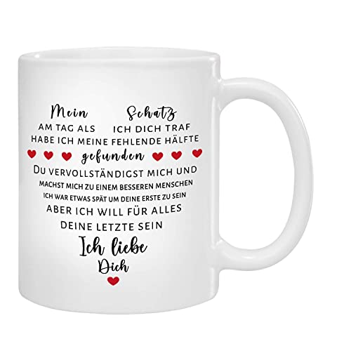 Tasse Liebeserklärung Wortherz - Für meinen Schatz (von ihr) mit Wunschnamen - Valentinstagsgeschenk, Geburtstagsgeschenk von Geschenke 24
