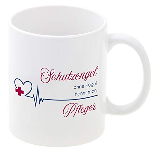Geschenke 24 Tasse Schutzengel ohne Flügel nennt man Pfleger (Mit Personalisierung): Kaffeebecher mit Spruch und Name personalisiert - persönliche Geschenkidee für Krankenpfleger, Altenpfleger von Geschenke 24