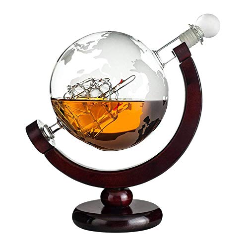 Whisky Karaffe Globus | Geschenke für Whiskyliebhaber | 850ml Whiskey Dekanter luftdicht verschlossen | Besondere Männer zu Weihnachten | Ausgefallene Geschenkidee zum Geburtstag von Geschenke 24