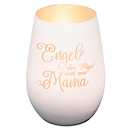 Windlicht mit Gravur | Engel ohne Flügel nennt Man Mama | Weiß/Silber | Muttertag Kerze | Tolle Muttertagsgeschenke für Mama | Personalisiertes Geburtstagsgeschenk für Frauen | Geschenkideen Mama von Geschenke 24