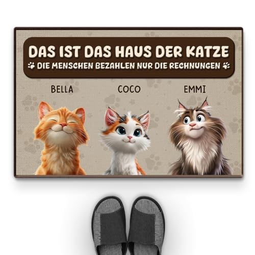 Geschenke Mall Personalisierte Fussmatte - Das Ist Das Haus Der Katze - Personalisierte Fußmatte, Fussmatte Katzen Personalisiert, Fußmatte für Katzenliebhaber, Fussmatte Selbst Gestalten (#3) von Geschenke Mall