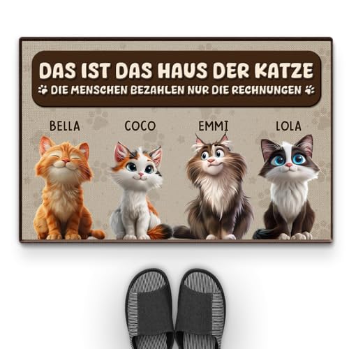 Geschenke Mall Personalisierte Fussmatte - Das Ist Das Haus Der Katze - Personalisierte Fußmatte, Fussmatte Katzen Personalisiert, Fußmatte für Katzenliebhaber, Fussmatte Selbst Gestalten (#4) von Geschenke Mall