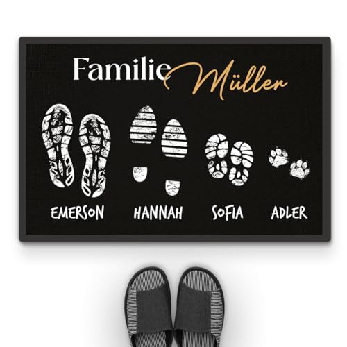 Geschenke Mall Personalisierte Fußmatte - Die Familie - Fussmatte Mit Namen, Fussmatte Personalisiert Familie, Fussmatte Selbst Gestalten, Fussmatte Familie (@4 Mitglieder) von Geschenke Mall