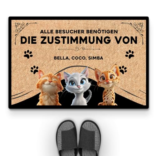 Geschenke Mall Personalisierte Fussmatte - Gäste Nur Mit Zustimmung Der - Katzenfreunde fußabstreifer, Fußmatte für Katzenliebhaber, Fussmatte Selbst Gestalten, fußmatte personalisiert (#3) von Geschenke Mall