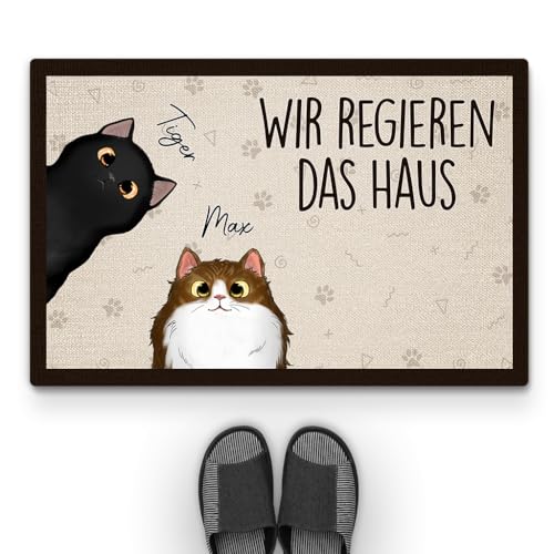 Geschenke Mall Personalisierte Fussmatte - Wir Regieren Das Haus - Türmatte Katze, Fussmatte Selbst Gestalten (#2) von Geschenke Mall