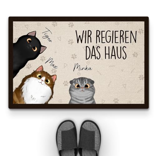 Geschenke Mall Personalisierte Fussmatte - Wir Regieren Das Haus - Türmatte Katze, Fussmatte Selbst Gestalten (#3) von Geschenke Mall