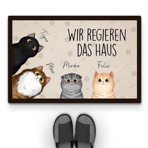 Geschenke Mall Personalisierte Fussmatte - Wir Regieren Das Haus - Türmatte Katze, Fussmatte Selbst Gestalten (#4) von Geschenke Mall