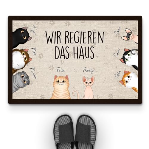 Geschenke Mall Personalisierte Fussmatte - Wir Regieren Das Haus - Türmatte Katze, Fussmatte Selbst Gestalten (#8) von Geschenke Mall