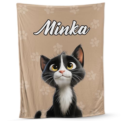 Geschenke Mall Personalisierte Kuscheldecke - Katze Cartoon - Decke Personalisiert, Decke Selbst Gestalten (6 Katzen) von Geschenke Mall