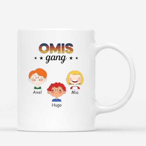 Geschenke Mall Personalisierte Omas Mamas Gang Tasse - Personalisierte Geschenke für Mama und Oma zum Muttertag, Weihnachten oder Geburtstag (2 Kinder, Modell #1) von Geschenke Mall