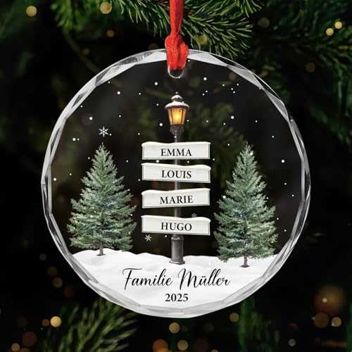 Geschenke Mall Personalisiertes Ornamente - Die Familie - Weihnachtskugel mit Namen, personalisierte weihnachtsdeko, Glas Weihnachtsschmuck (Modell #1) von Geschenke Mall
