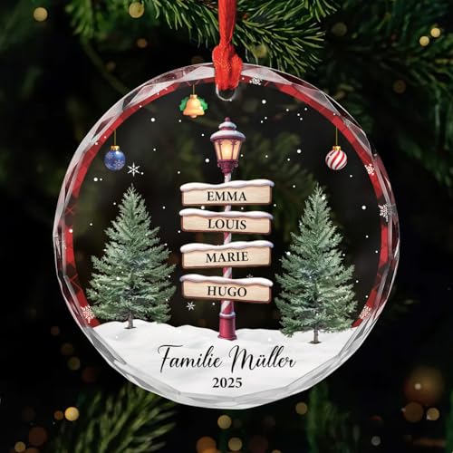 Geschenke Mall Personalisiertes Ornamente - Die Familie - Weihnachtskugel mit Namen, personalisierte weihnachtsdeko, Glas Weihnachtsschmuck (Modell #2) von Geschenke Mall