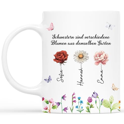 Geschenke Mall Tasse Personalisiert - Schwestern Sind Verschiedene Blumen Aus Demselben Garten - Persönliches Geschenk für Freund, Geschenk freundin personalisiert, Bester freund tasse von Geschenke Mall