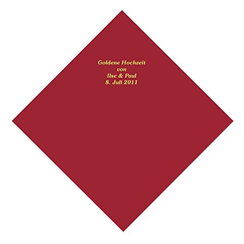 100 bordeauxfarbene Servietten mit Ihrem Namen in goldenen Lettern, ca. 33,5 x 33,5 cm, 3-lagig von Geschenke mit Namen