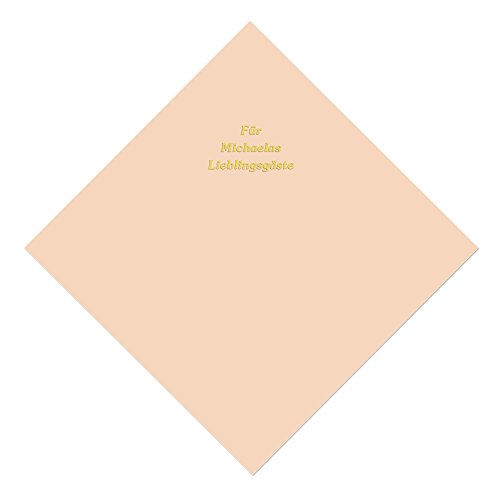 25 apricotfarbene Servietten mit Ihrem Namen in goldenen Lettern, ca. 33,5 x 33,5 cm, 3-lagig 25 apricotfarbene Servietten mit Ihrem Namen in goldenen Lettern, ca. 33,5 x 33,5 cm, 3-lagig von Geschenke mit Namen