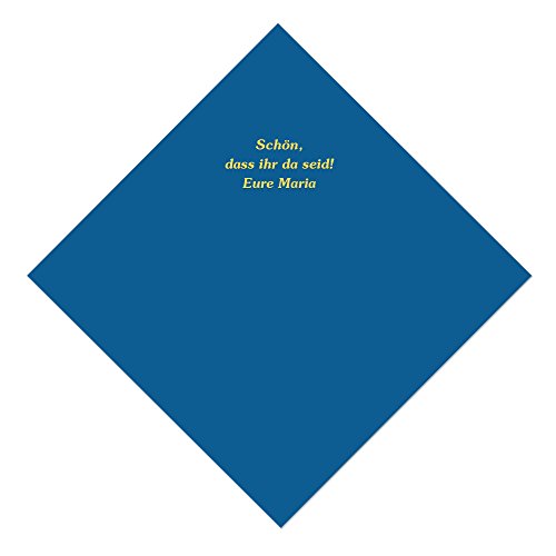 50 blaue Servietten mit Ihrem Namen in goldenen Lettern, ca. 33,5 x 33,5 cm, 3-lagig 50 blaue Servietten mit Ihrem Namen in goldenen Lettern, ca. 33,5 x 33,5 cm, 3-lagig von Geschenke mit Namen
