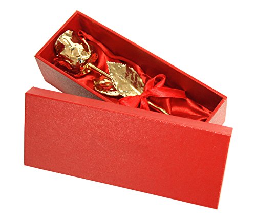 Echte Goldene Rose, überzogen mit 999er Gold, ca. 16 cm lang, inkl. hochwertiger Satin-Geschenkschatulle und Echtheitszertifikat von Geschenke mit Namen