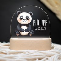 Personalisierte Led-Nachtlampe Panda Mit Name - 3 Optionen | Akkubetrieben, Farbwechsel, Warmweiß Geschenk Zur Geburt, Taufe & Weihnachten von GeschenkeFabrikShop