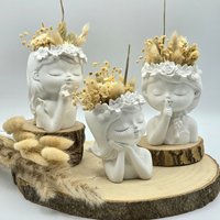 Blumenmädchen Pflanzkopf Blumentopf Trockenblumen Sukkulententopf von GeschenkeFuersHerz