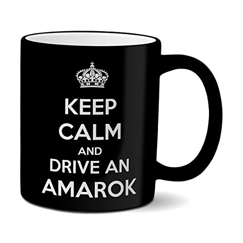 FUN Tasse Keep Calm Amarok - Black and White Matt - mit Laser graviert von Geschenkedirekt
