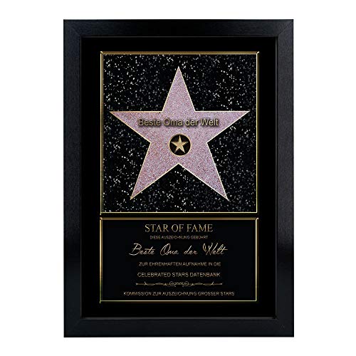 Hollywood Stern im Walk of Fame Stil - Star of Fame Urkunde für Mamas, Papas o. Wunschtext, Motiv:Motiv 05 von Geschenkedirekt