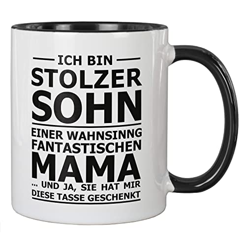 creativgravur Tasse mit Spruch Stolzer Sohn, Kaffeetasse Motiv:15, Kaffeebecher weiß aus Keramik, Frühstückstasse spülmaschinenfest von Geschenkedirekt